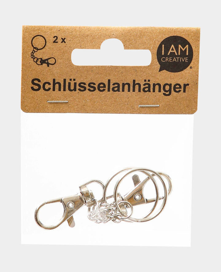 Keyring with carabiner, ø 25mm, silver, 2 pcs.