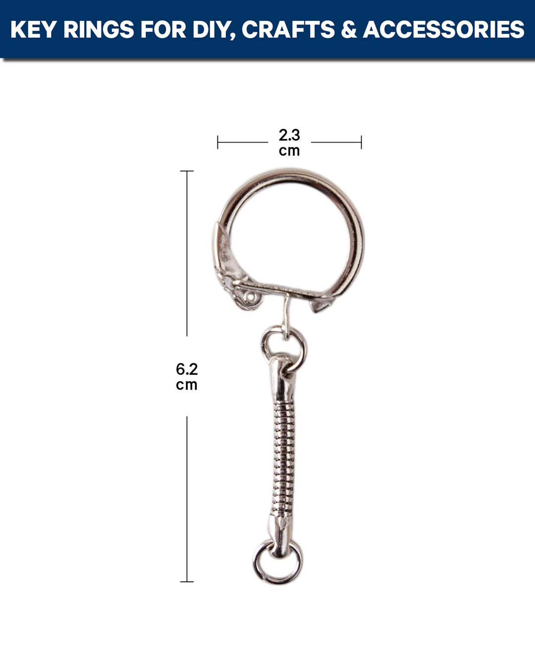 Schlüsselring mit Kette, 6 cm, 100 Stk.