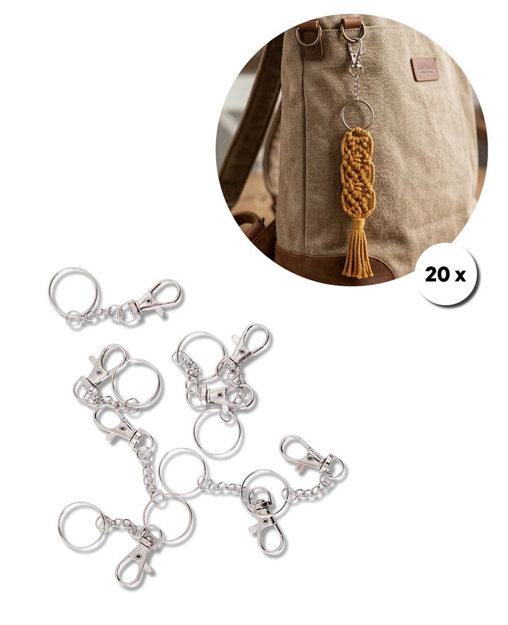 Carabiner Keychain, Metal Silver, 25 mm, 20 Pieces