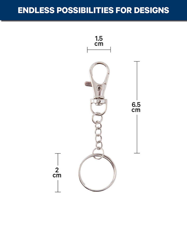 Carabiner Keychain, Metal Silver, 25 mm, 20 Pieces