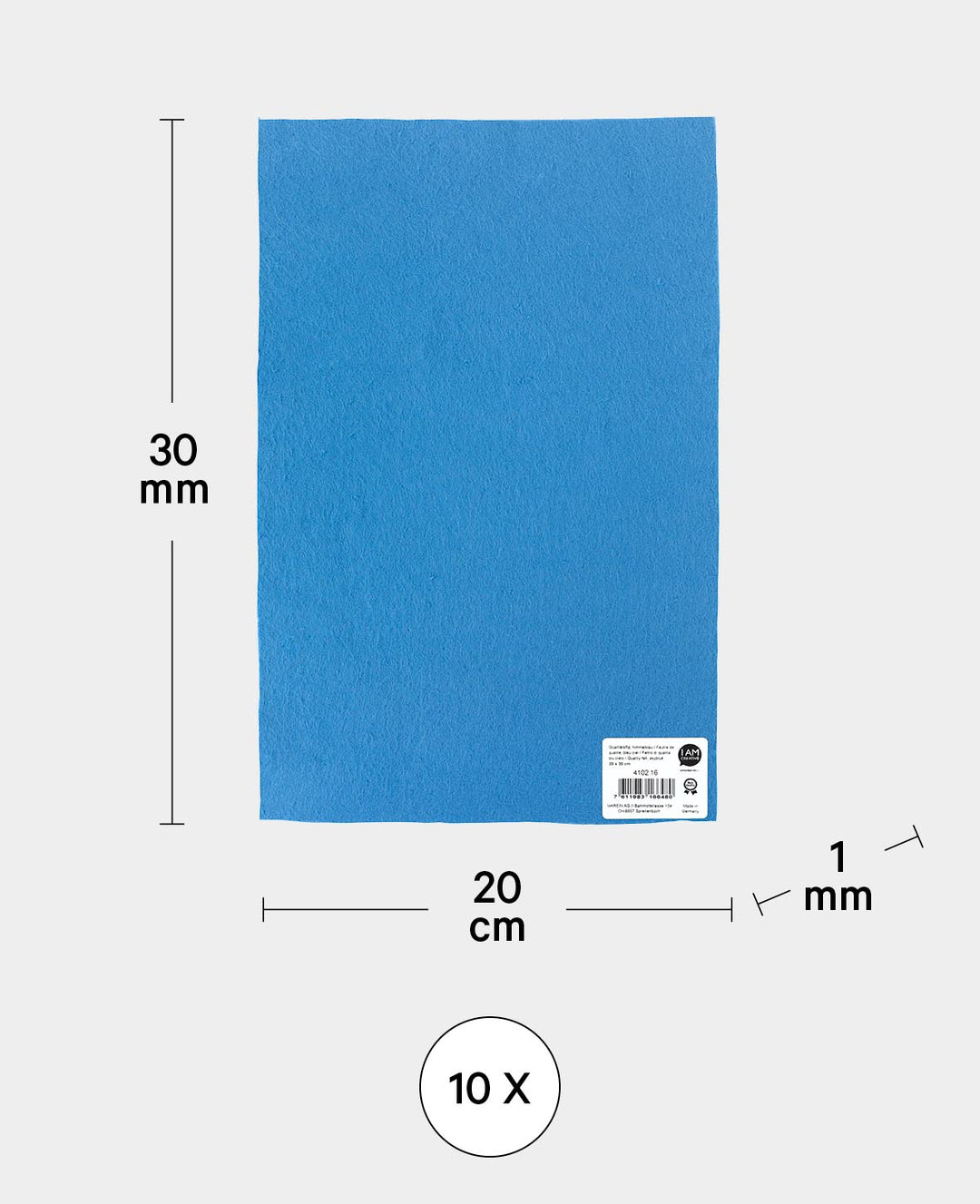 Filz Set, 20 x 30 cm x 1 mm, 10 Stk. Pastellfarben