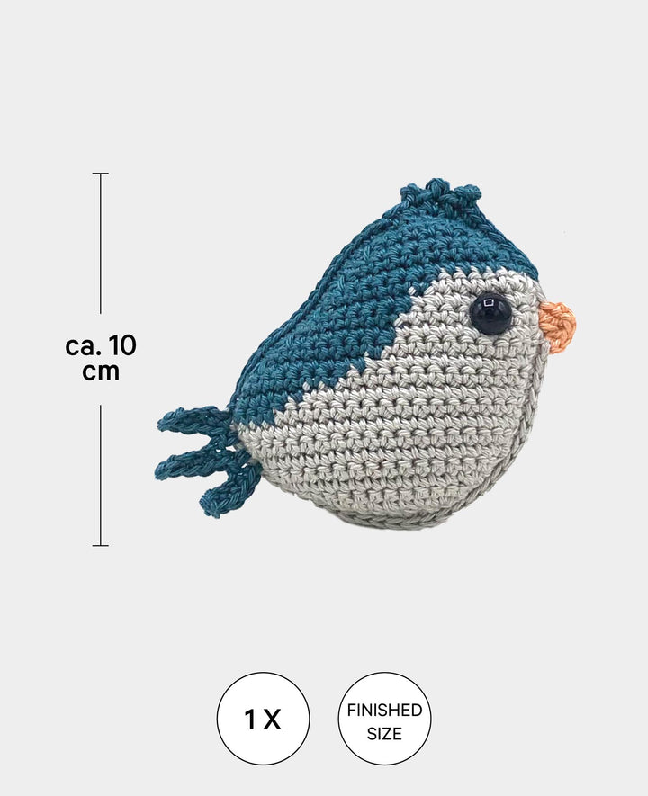 Amigurumi / Crochet kit bird, blue, incl. instructions