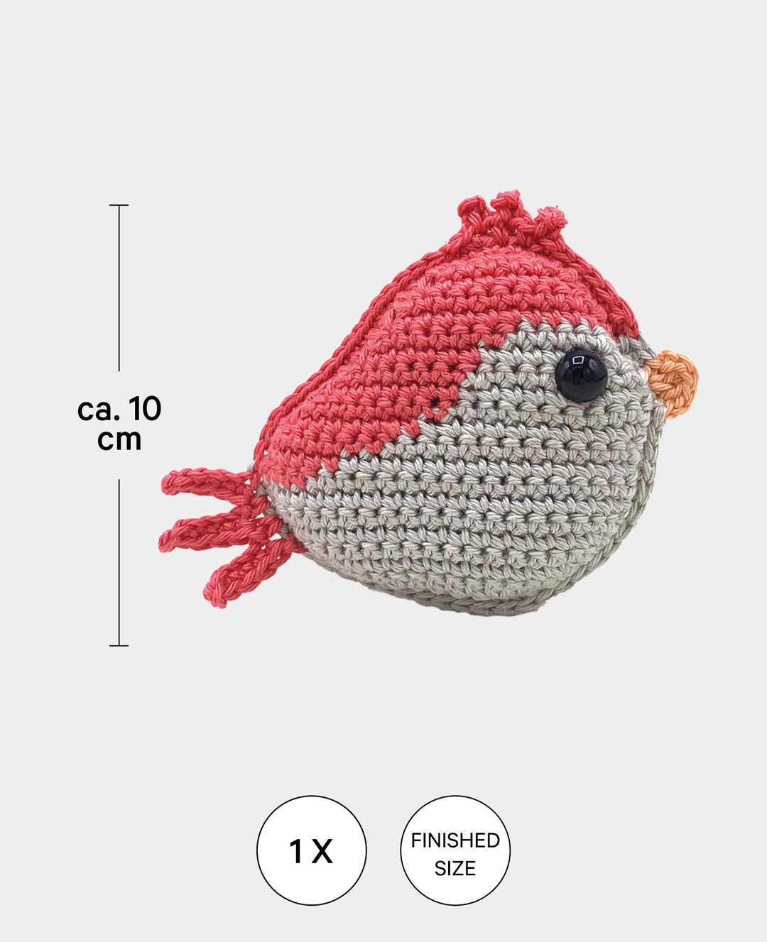 Amigurumi / Häkelset Vogel-Set, rot, inkl. Anleitung