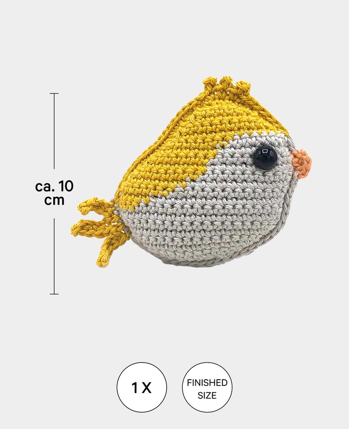 Amigurumi / Häkelset Vogel, gelb, inkl. Anleitung