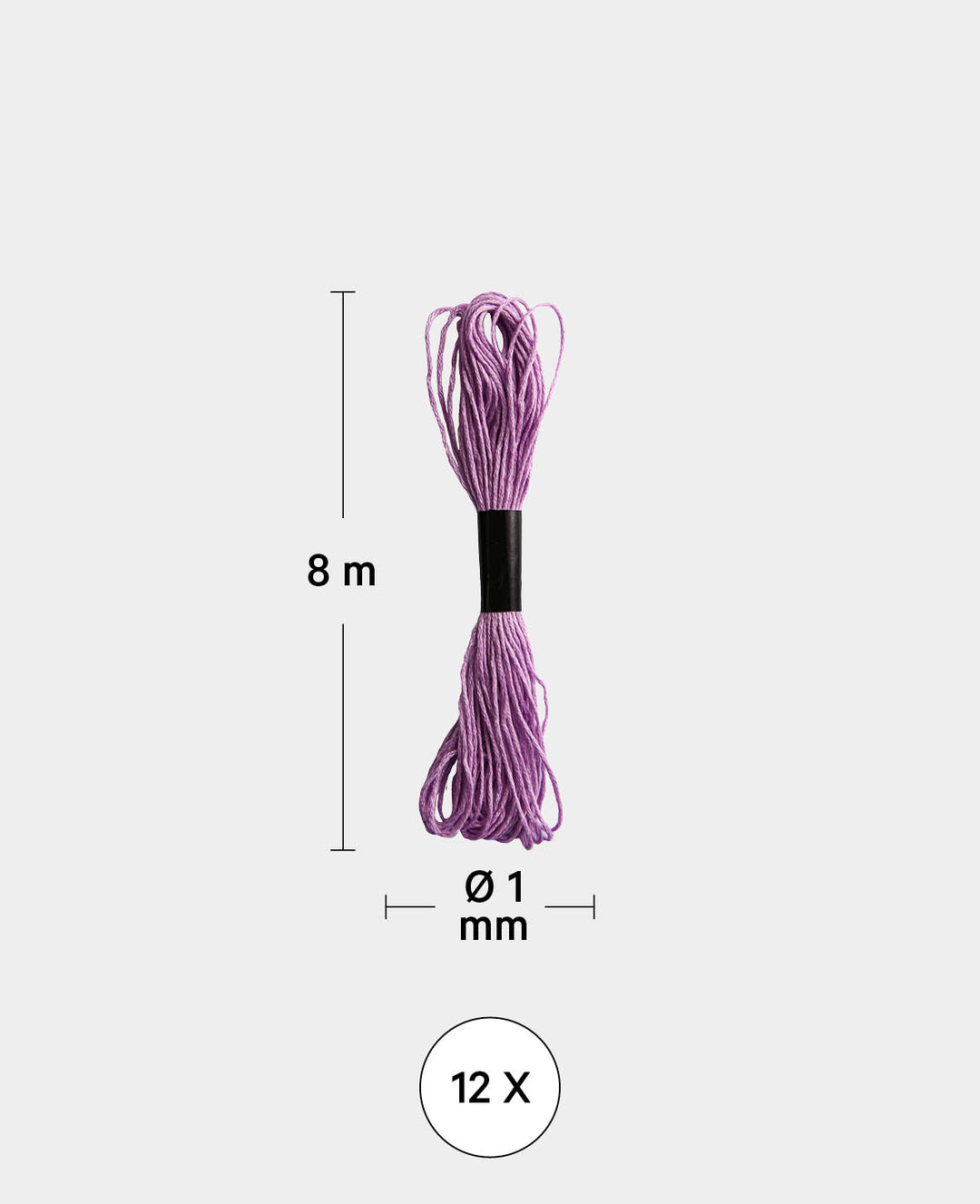 Fils à broder tons pastel, ø 1 mm x 8 m, fils à broder en polyester et coton pour la broderie, le crochet, le nouage, le tressage ou le bricolage, multicolore, 12 pièces