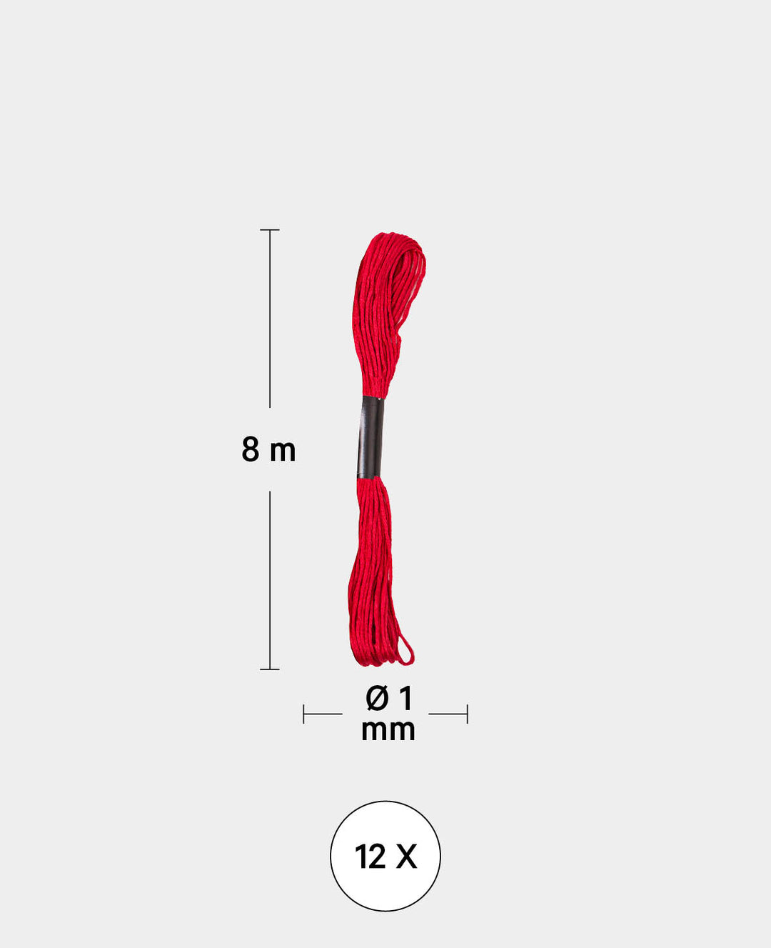 Stickgarn Trendtöne, ø 1 mm x 8 m, Stickfaden aus Polyester und Baumwolle zum Sticken, Häkeln Knüpfen, Flechten oder Basteln, Bunt, 12 Stück