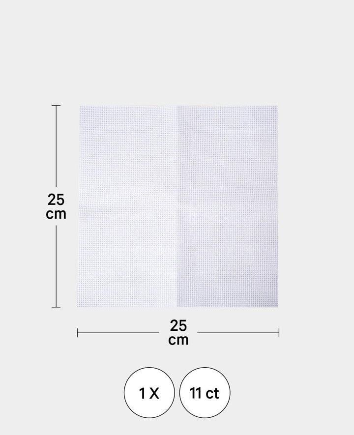 Stoff zum Sticken, 25 x 25 cm, 11ct, Zählstoff aus Polyester zum Besticken mit bunten Garnen, Weiss