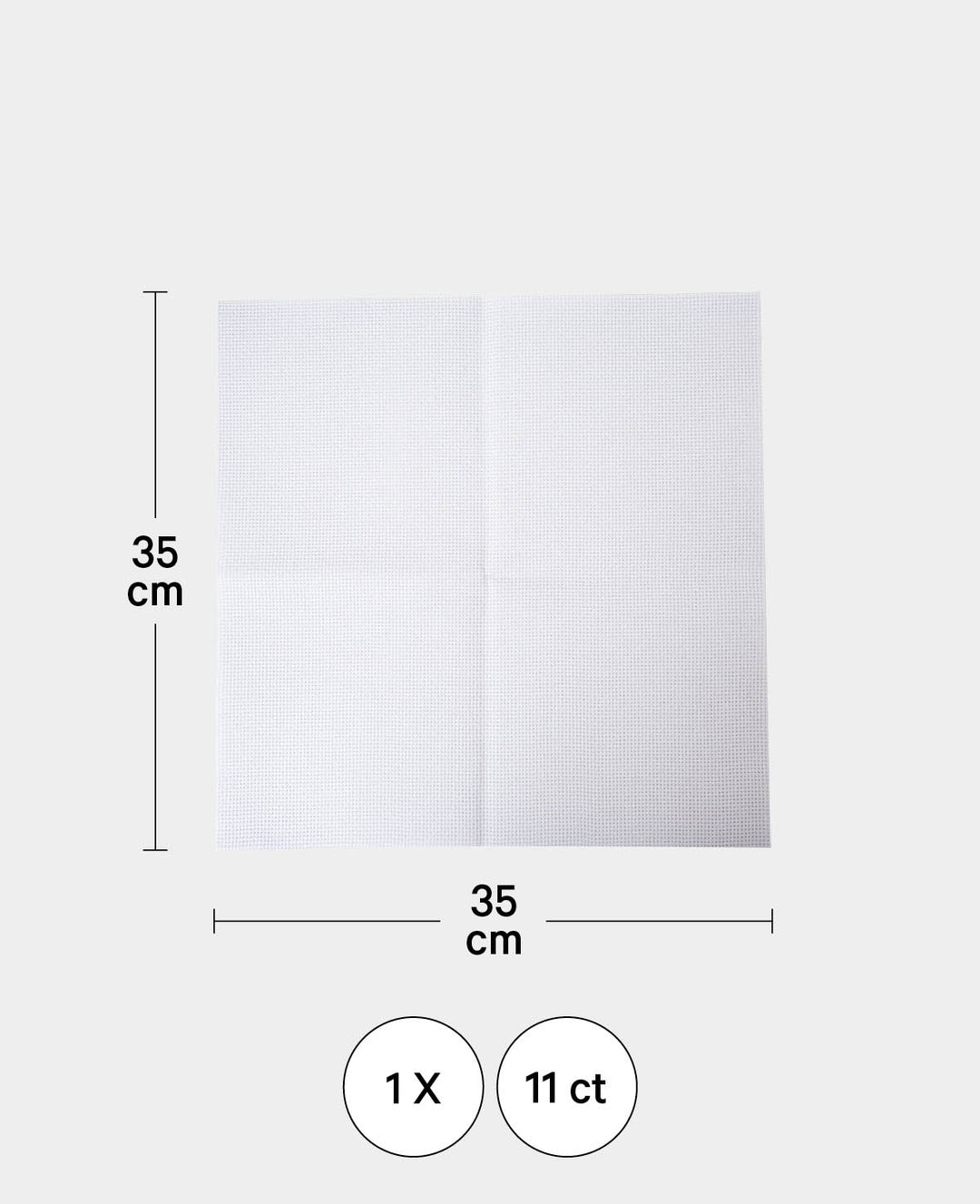 Fabric for embroidery, 35 x 35 cm, 11ct, polyester count fabric for embroidery with colorful threads, White