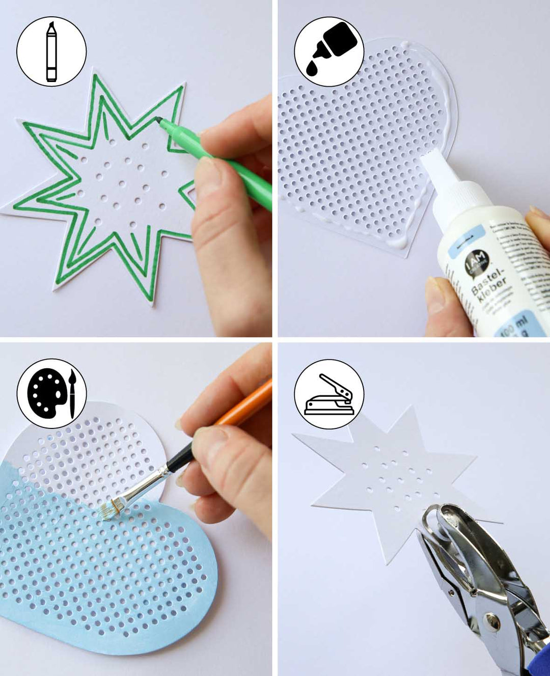 Stitching Card Heart, 10.5 x 10.5 cm, White, 12 pcs.