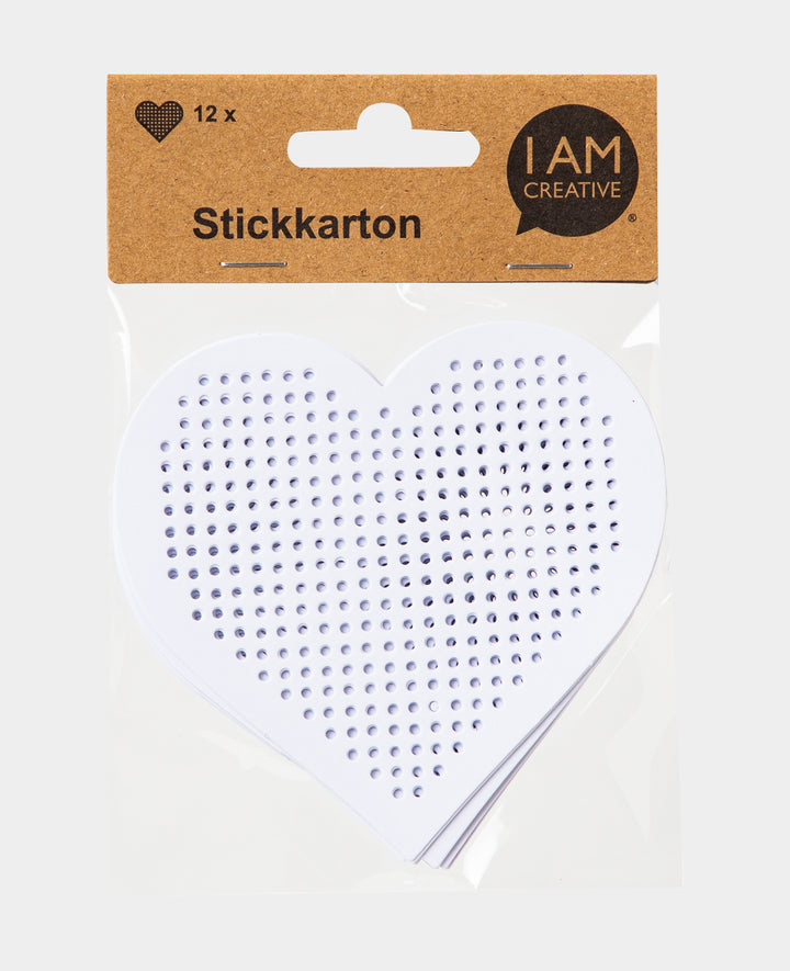 Stitching Card Heart, 10.5 x 10.5 cm, White, 12 pcs.