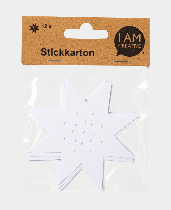 Stickkarton Stern, 10 x 10 cm, Weiss, 12 Stk.