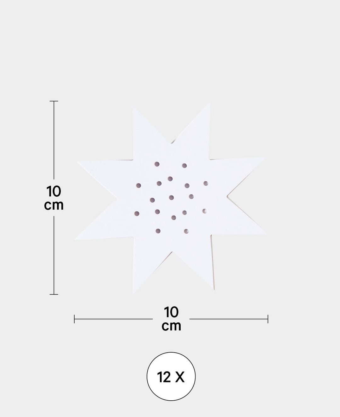 Stickkarton Stern, 10 x 10 cm, Weiss, 12 Stk.