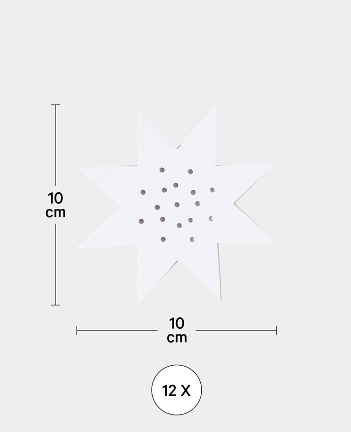 Stickkarton Stern, 10 x 10 cm, Weiss, 12 Stk.