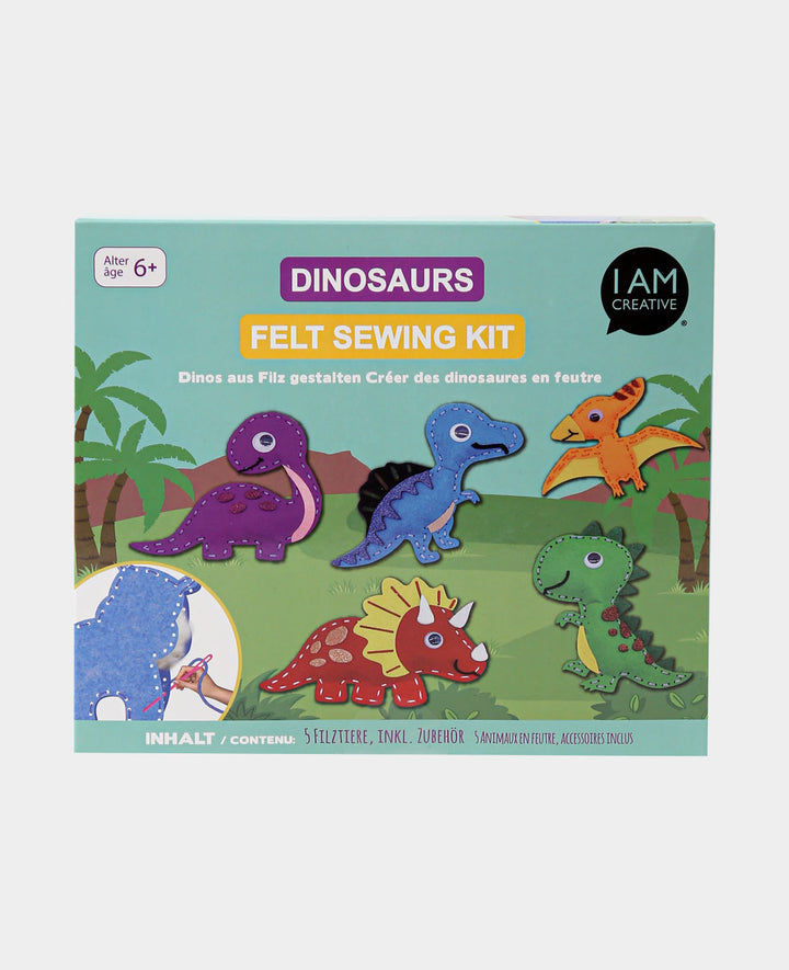 Filznähset Dinos, Komplettset inkl. Zubehr &amp; Anleitung, Kinder ab 6 Jahren, Bunt, 49tlg.