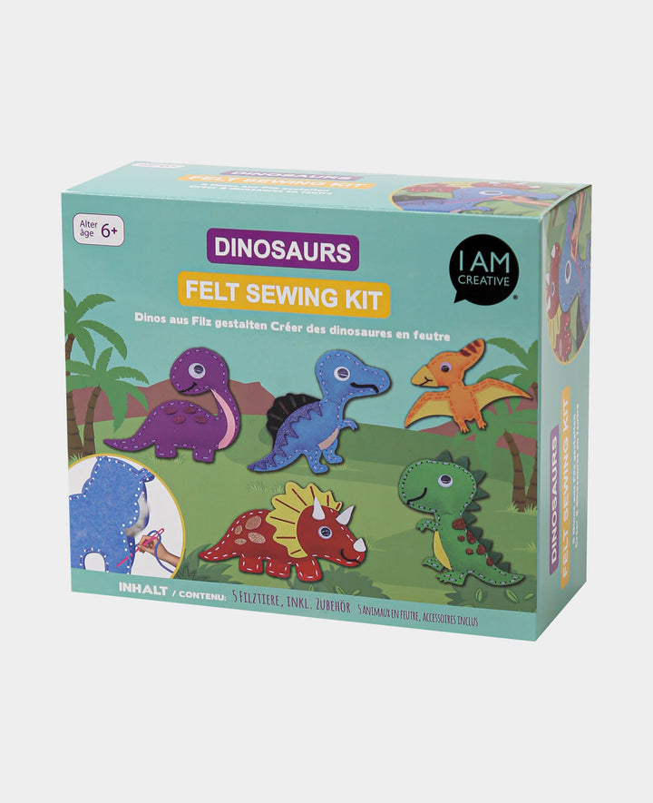Filznähset Dinos, Komplettset inkl. Zubehr &amp; Anleitung, Kinder ab 6 Jahren, Bunt, 49tlg.