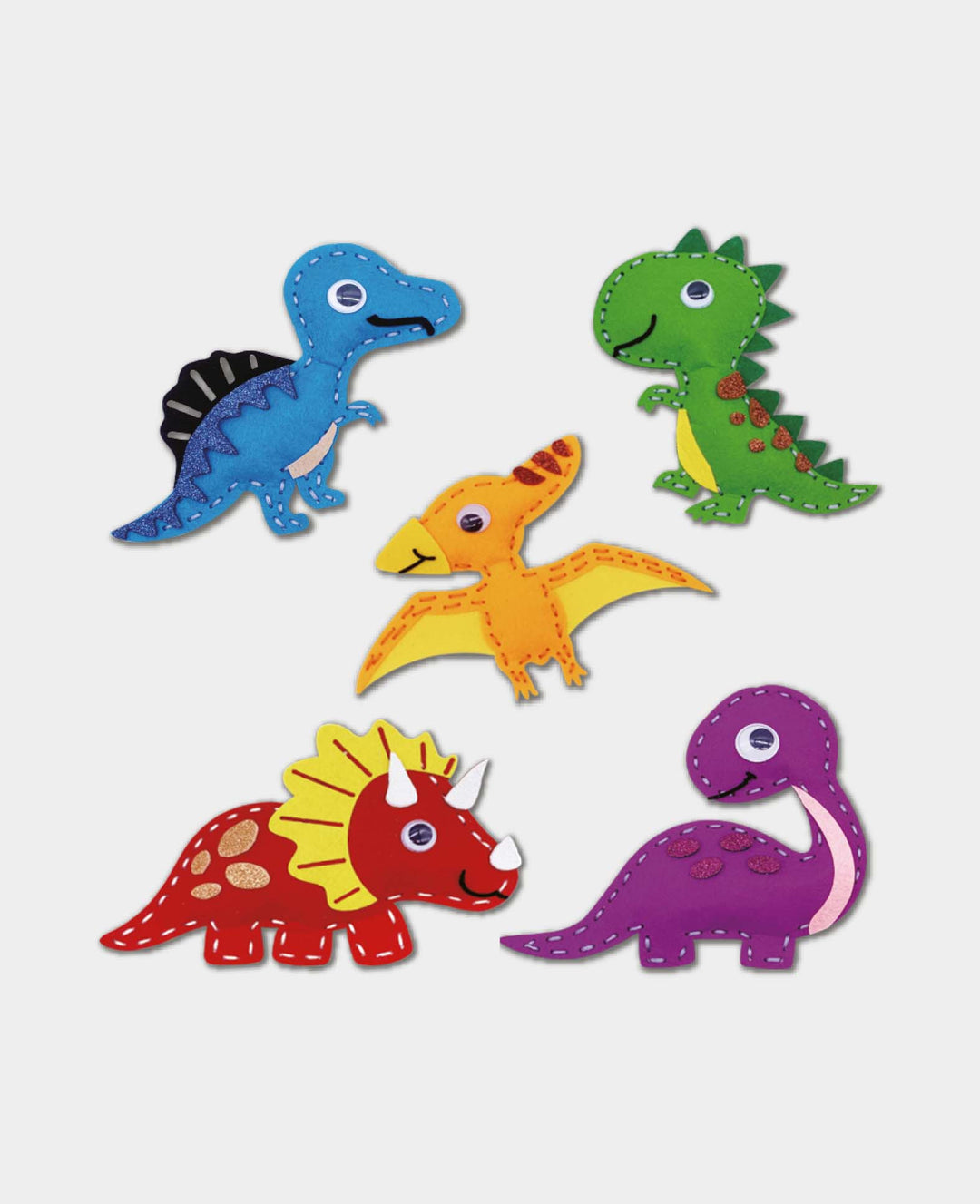 Filznähset Dinos, Komplettset inkl. Zubehr &amp; Anleitung, Kinder ab 6 Jahren, Bunt, 49tlg.