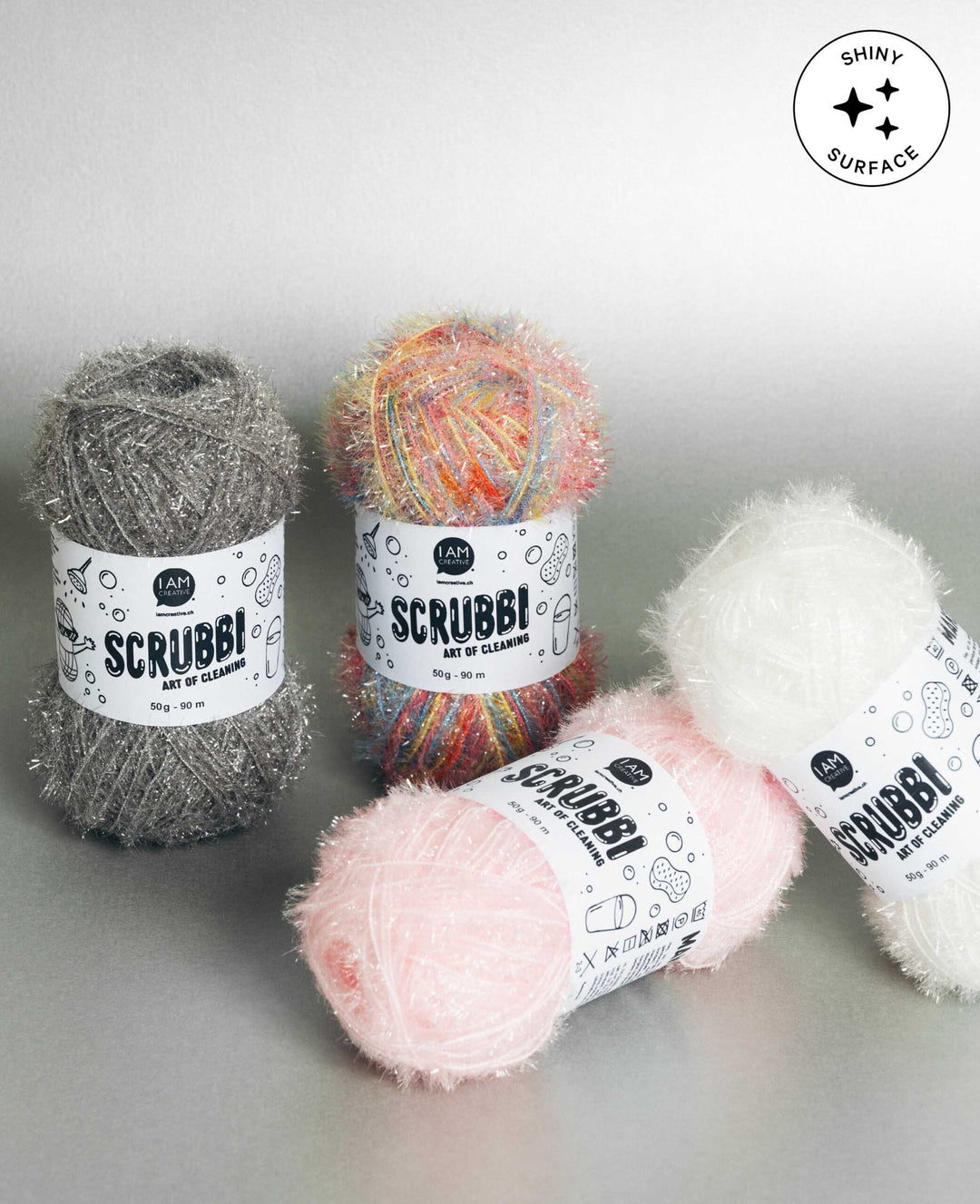 Scrubbi, fil à crocheter et tricoter des éponges, multicolore, 50 g, 90 m