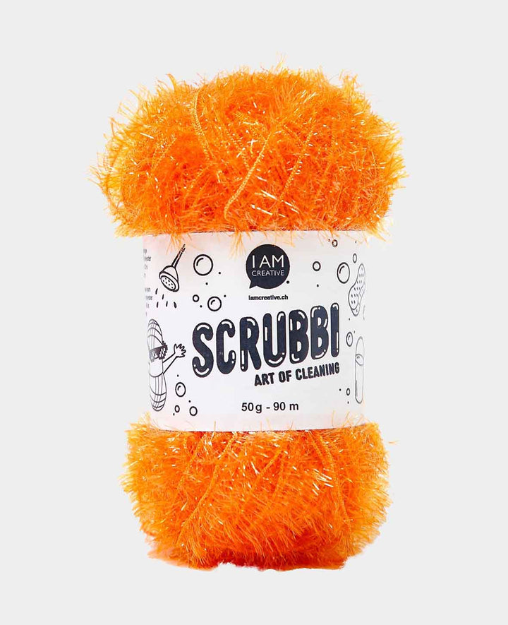 Scrubbi, fil à crocheter et à tricoter pour éponges à vaisselle, orange, 50 g, 90 m