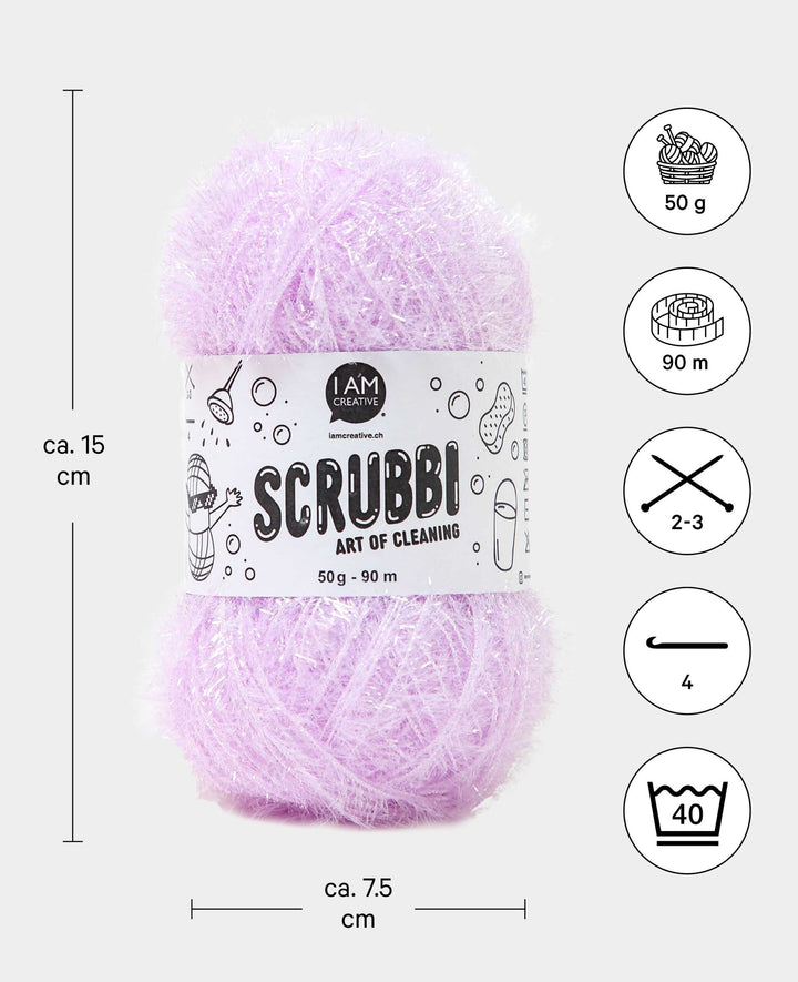 Scrubbi, Garn zum Häkeln &amp; Stricken von Spülschwämmen, lavendel, 50 g, 90 m