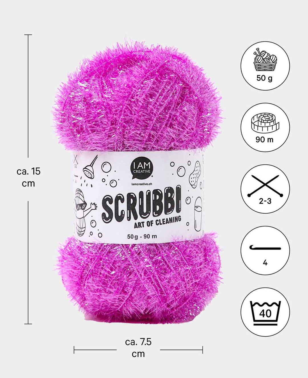 Scrubbi, Garn zum Häkeln &amp; Stricken von Spülschwämmen, pflaume, 50 g, 90 m