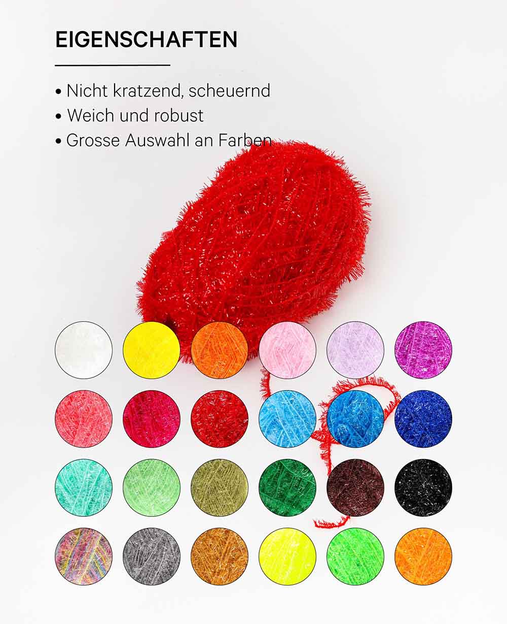 Scrubbi, Garn zum Häkeln &amp; Stricken von Spülschwämmen, rot, 50 g, 90 m