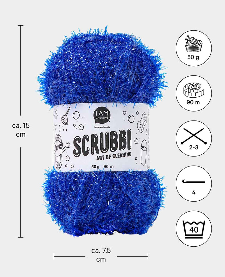 Scrubbi, Garn zum Häkeln &amp; Stricken von Spülschwämmen, dunkelblau, 50 g, 90 m