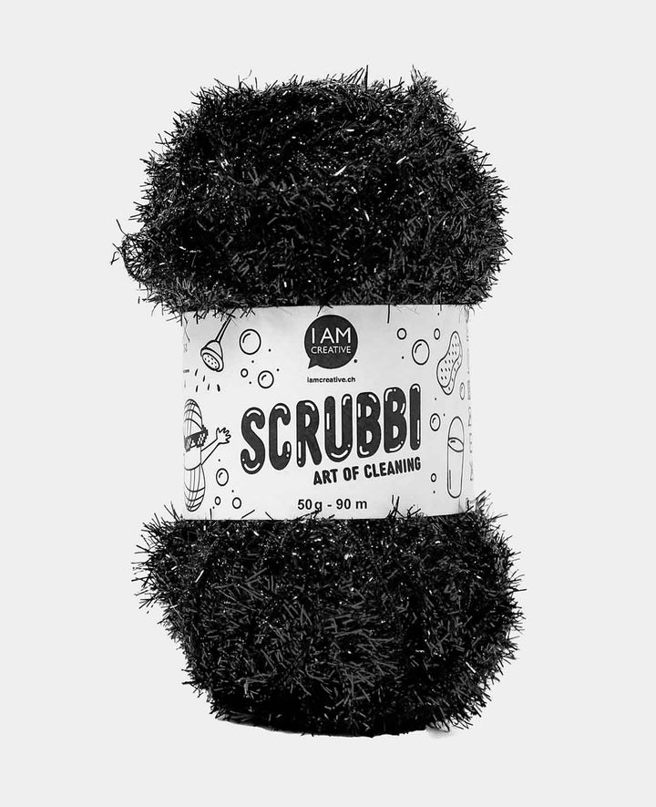 Scrubbi, Garn zum Häkeln &amp; Stricken von Spülschwämmen, schwarz, 50 g, 90 m
