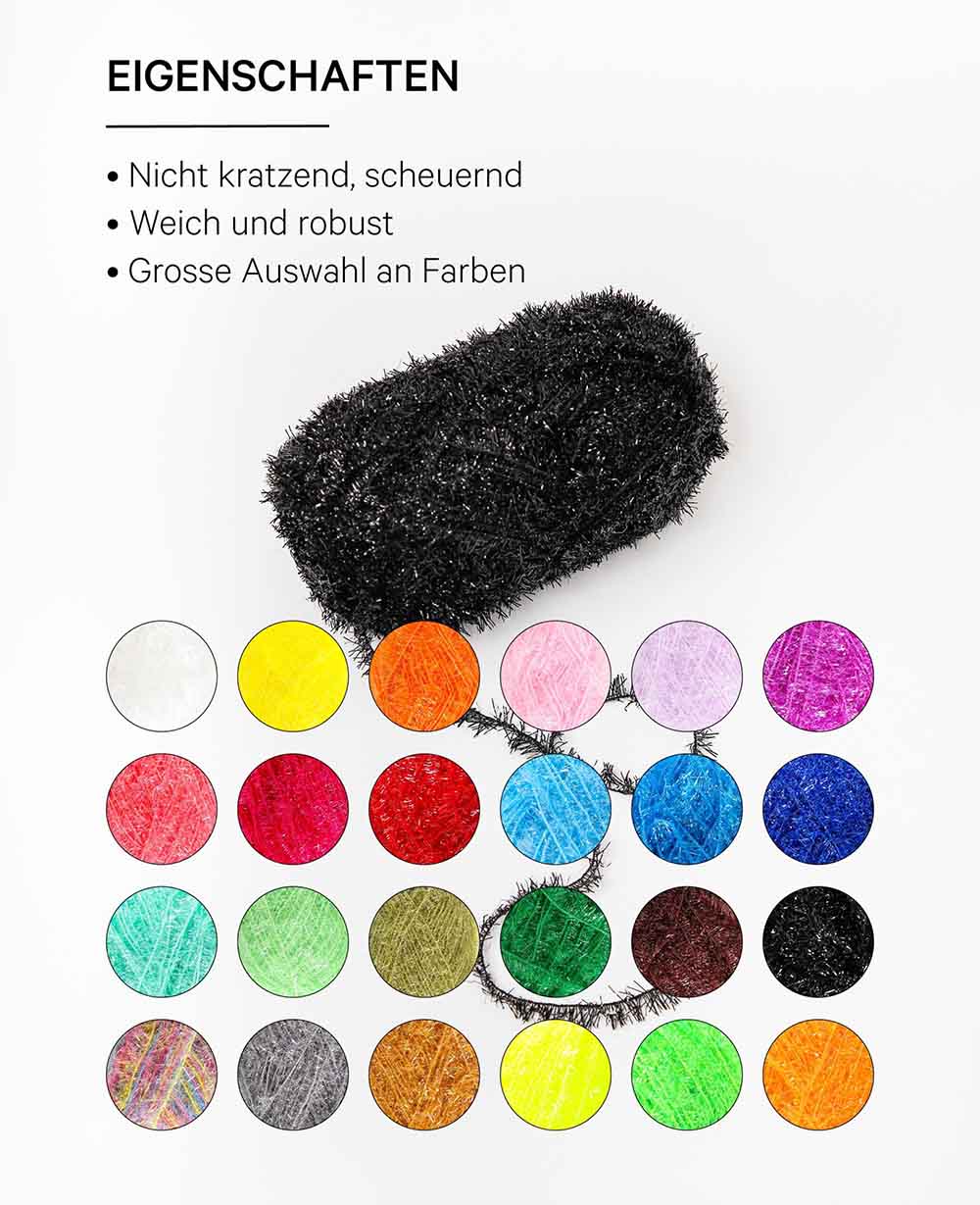 Scrubbi, Garn zum Häkeln &amp; Stricken von Spülschwämmen, schwarz, 50 g, 90 m