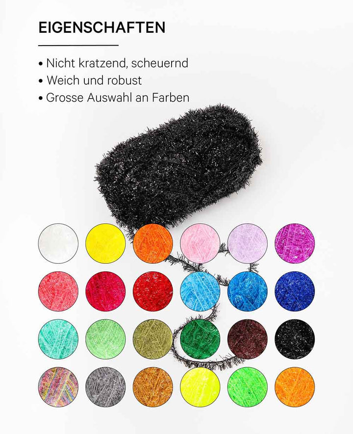 Scrubbi, Garn zum Häkeln &amp; Stricken von Spülschwämmen, schwarz, 50 g, 90 m