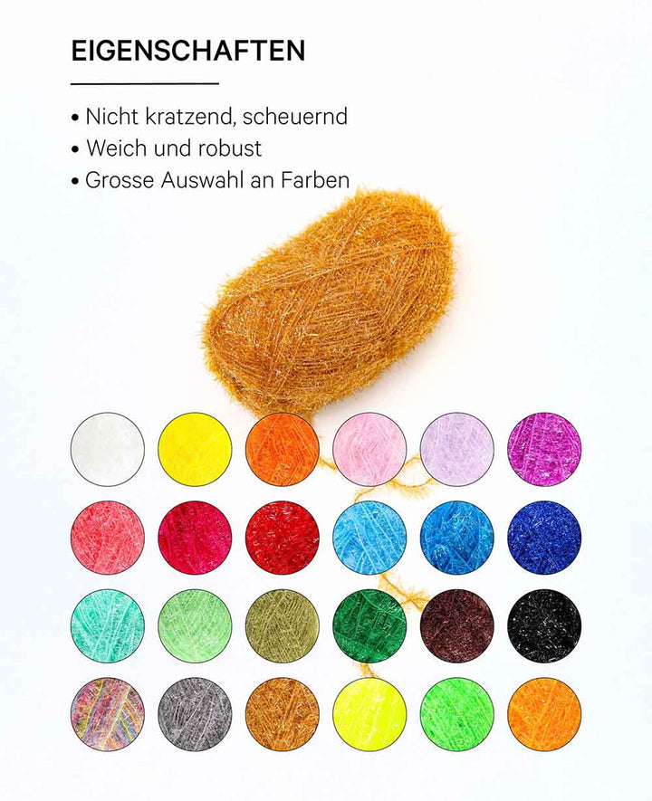 Scrubbi, Garn zum Häkeln &amp; Stricken von Spülschwämmen, gold, 50 g, 90 m