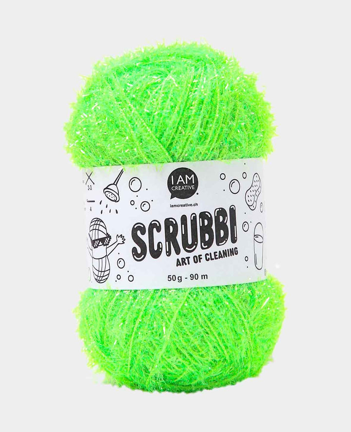 Scrubbi, Garn zum Häkeln &amp; Stricken von Spülschwämmen, neongrün, 50 g, 90 m