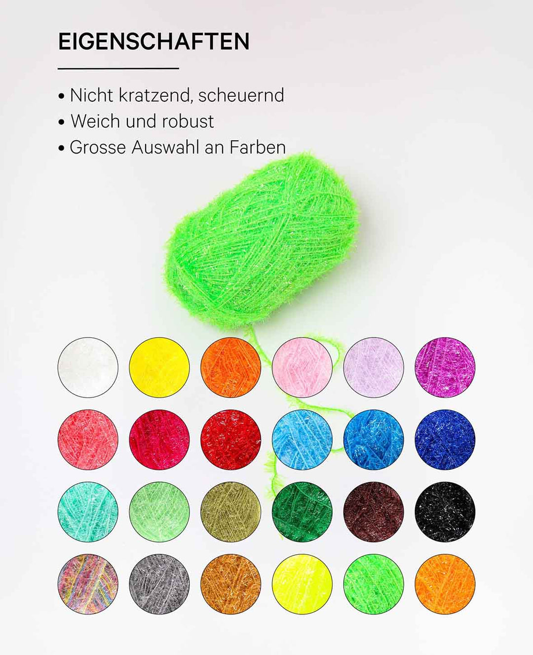 Scrubbi, Garn zum Häkeln &amp; Stricken von Spülschwämmen, neongrün, 50 g, 90 m