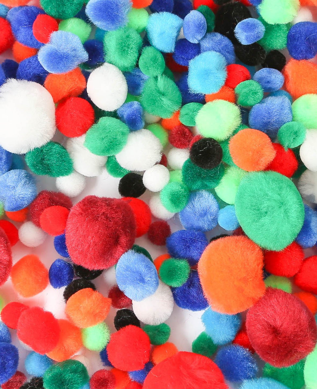 Set de pompons, colorés, ø 10-35 mm, 300 pces