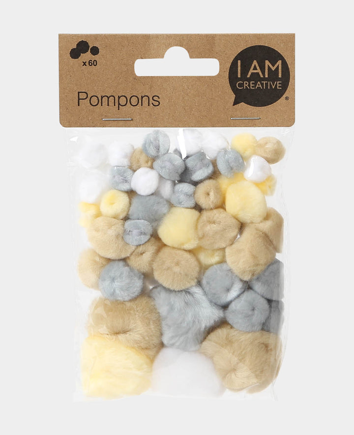 Pompons ø 10 / 20 / 35 mm, naturpastell mix