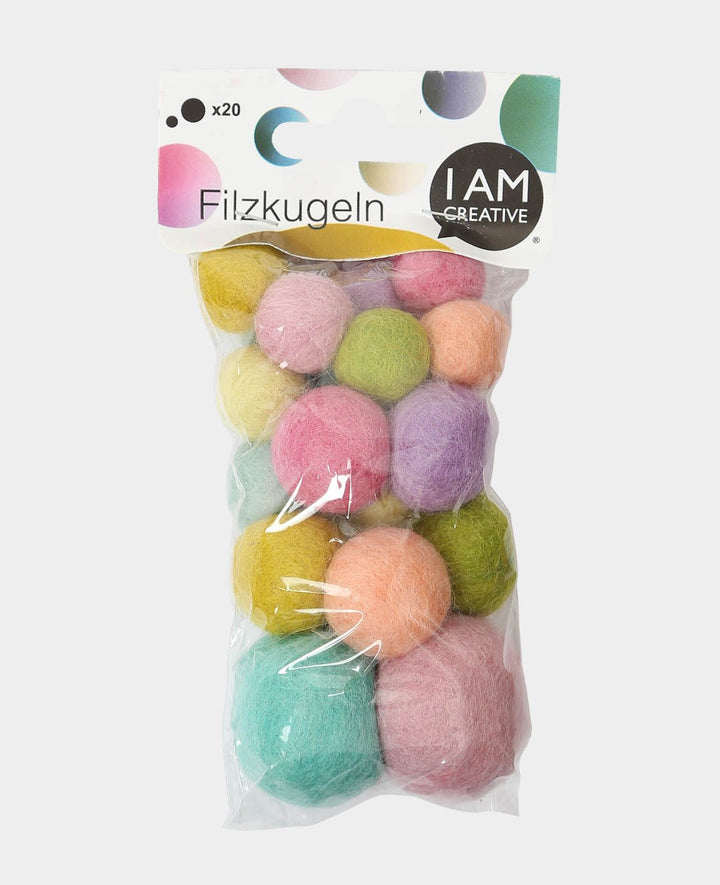 Filzkugeln Pastell, ø 15-30 mm, 20 Stk.