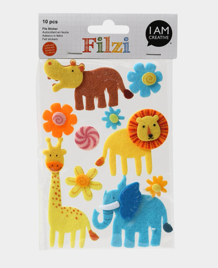 Filzsticker Dschungel, ø 2 - 9.5 cm, 10 Stk.