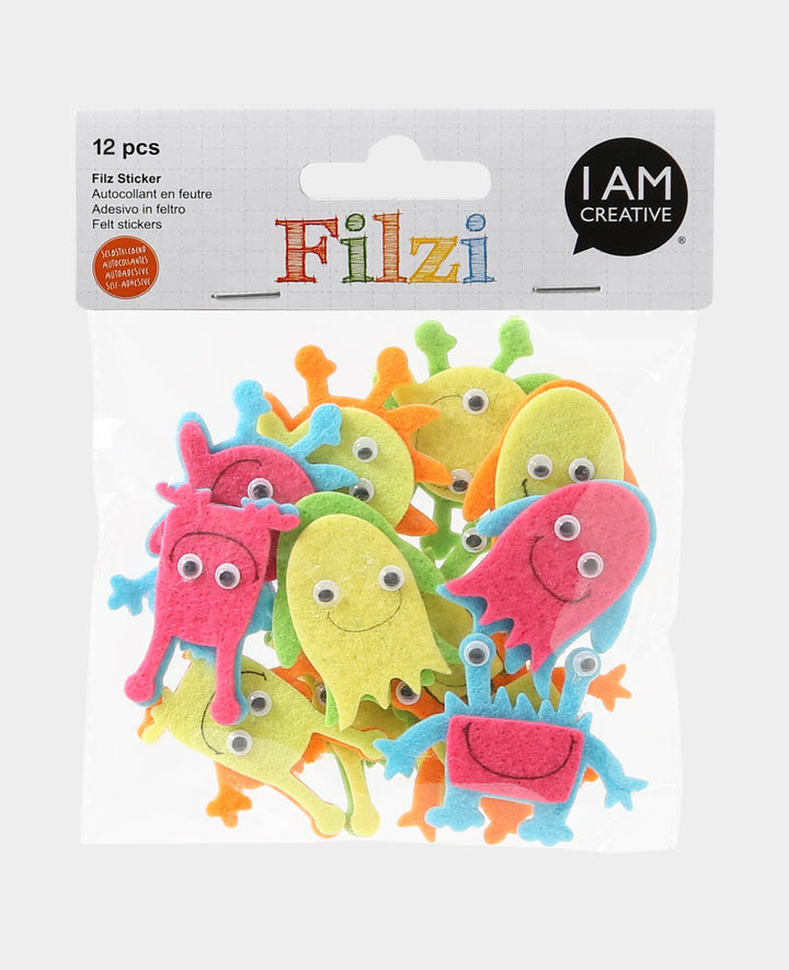Filzsticker Gesichter, ø 3 - 5.5 cm, 12 Stk.