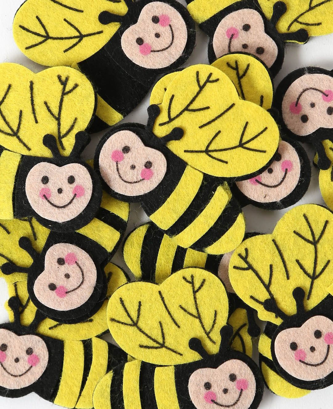 FILZI Bee II, felt sticker with 3D look, self-adhesive, ø 5 cm, 12 pcs.