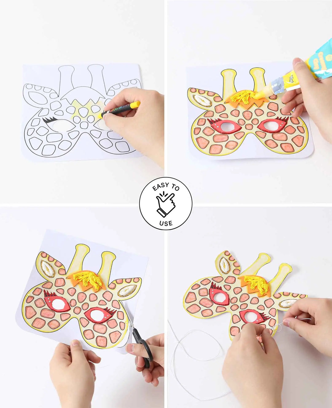 Maskenset Prinzessin, Kindermasken aus Pappe mit Gummiband, Weiss, ca. 18 x 19 cm, 12 Stk.