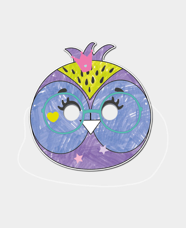 Maskenset Tiere mit Sticker, Weiss, ca. 18 x 20 cm, 8 Stk.
