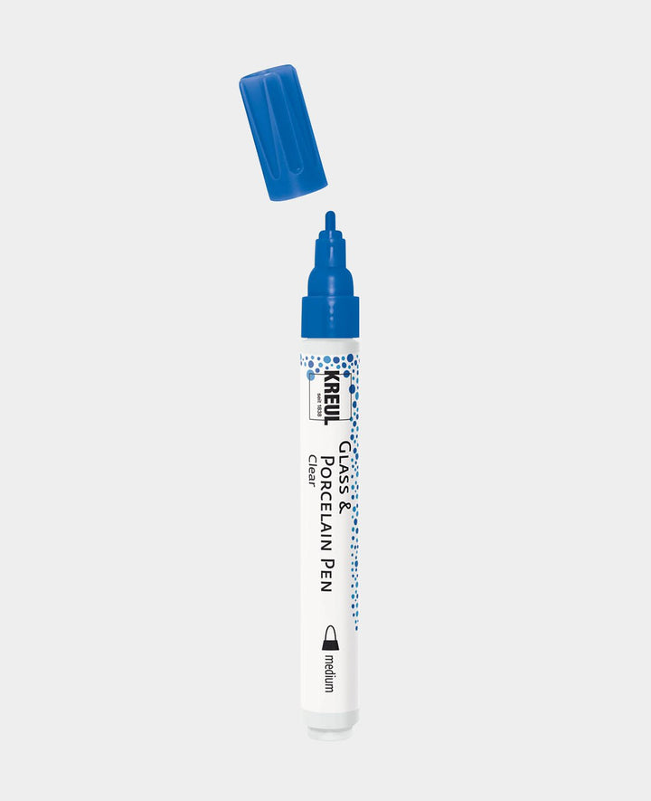 KREUL Glass &amp; Porcelain Pen, Transparent / Blue, Line Width 2 - 4 mm