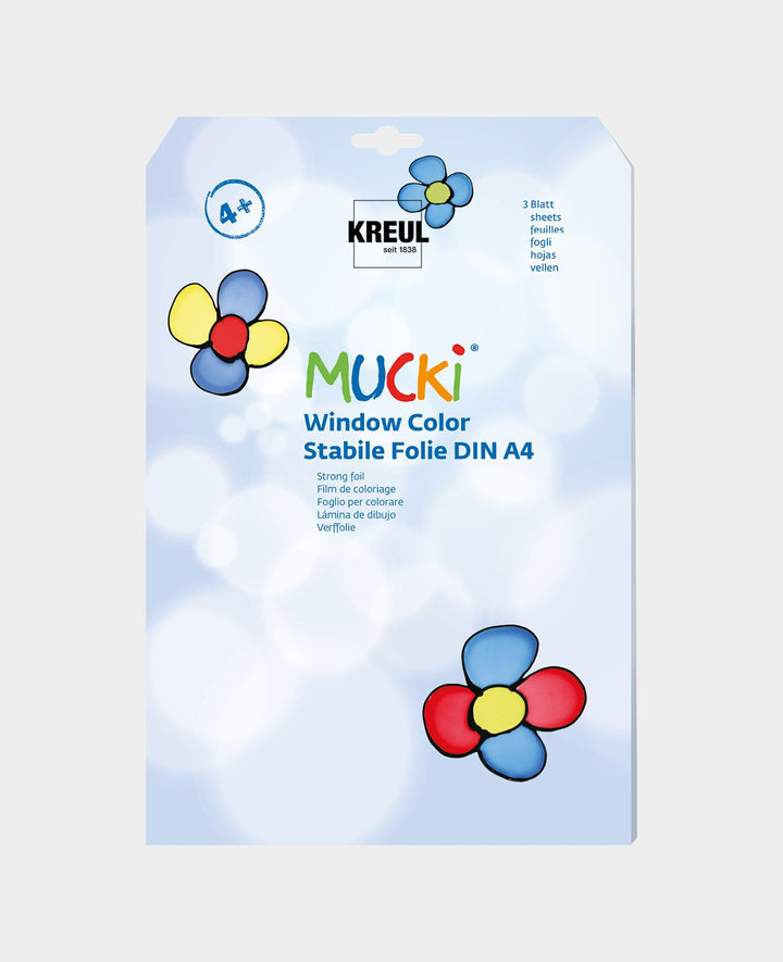 MUCKI Window Color Film stable, 3 feuilles transparentes, DIN A4