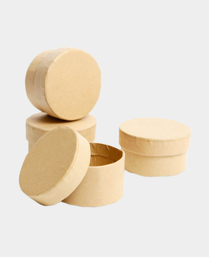 Pappmaché Set rund, Braun, ø 6 x 3.5 cm, 4 Stk.