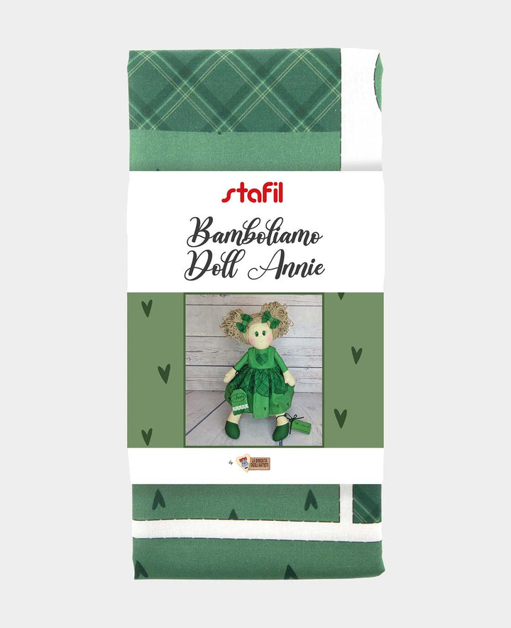 Tissu pour poupée Annie, 100 x 70 cm, vert, 1 pc