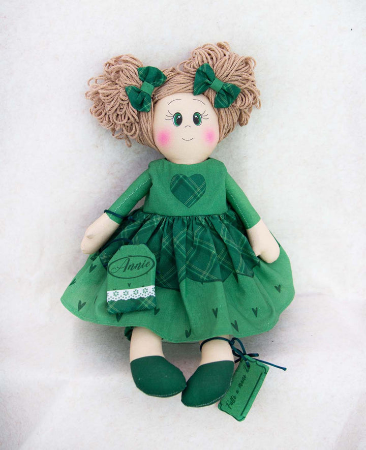 Tissu pour poupée Annie, 100 x 70 cm, vert, 1 pc