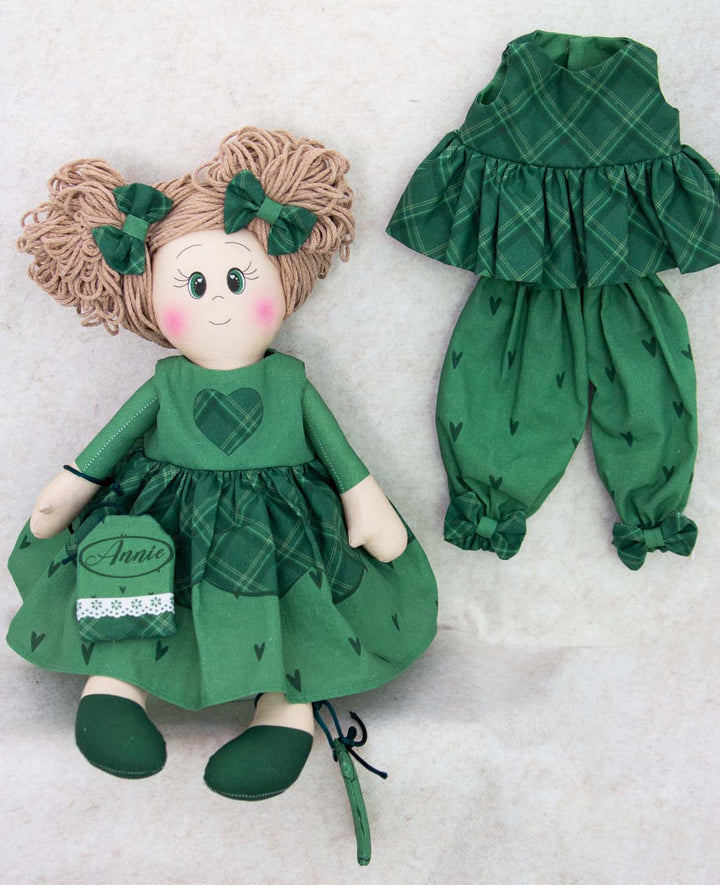 Tissu pour poupée Annie, 100 x 70 cm, vert, 1 pc