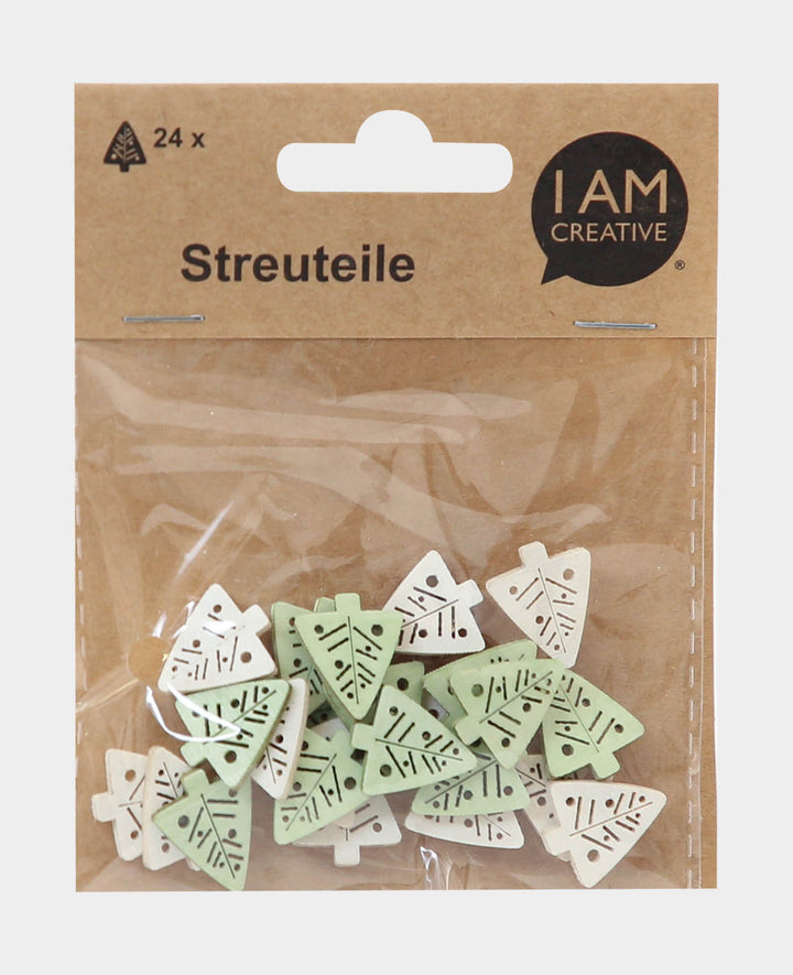 Streuteile Baum, Weiss &amp; Hellgrün, ca. 2 cm, 24 Stk.
