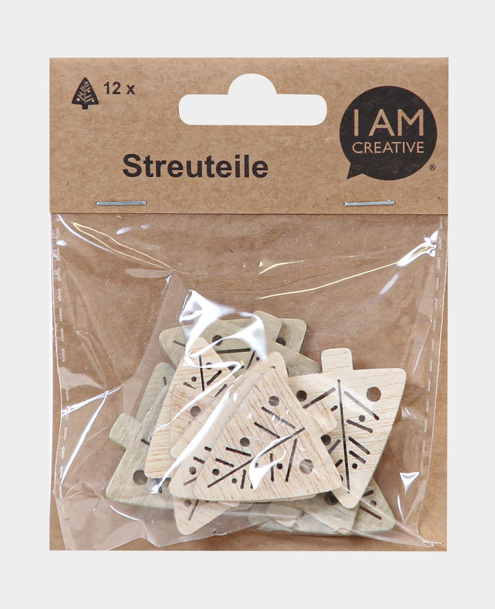 Scatter Decorations Tree, White &amp; Light Green, approx. 4 cm, 12 pcs.