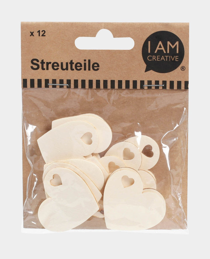 Streuteile Herz natur, 12 Stk.