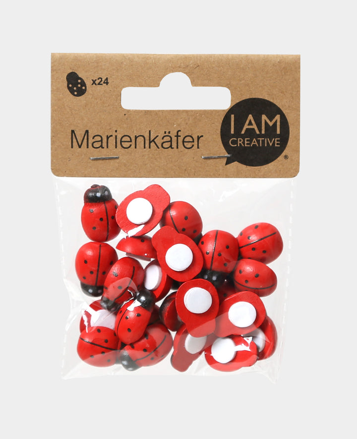 Mini Marienkäfer, Rot, ø 19 mm, 24 Stk.
